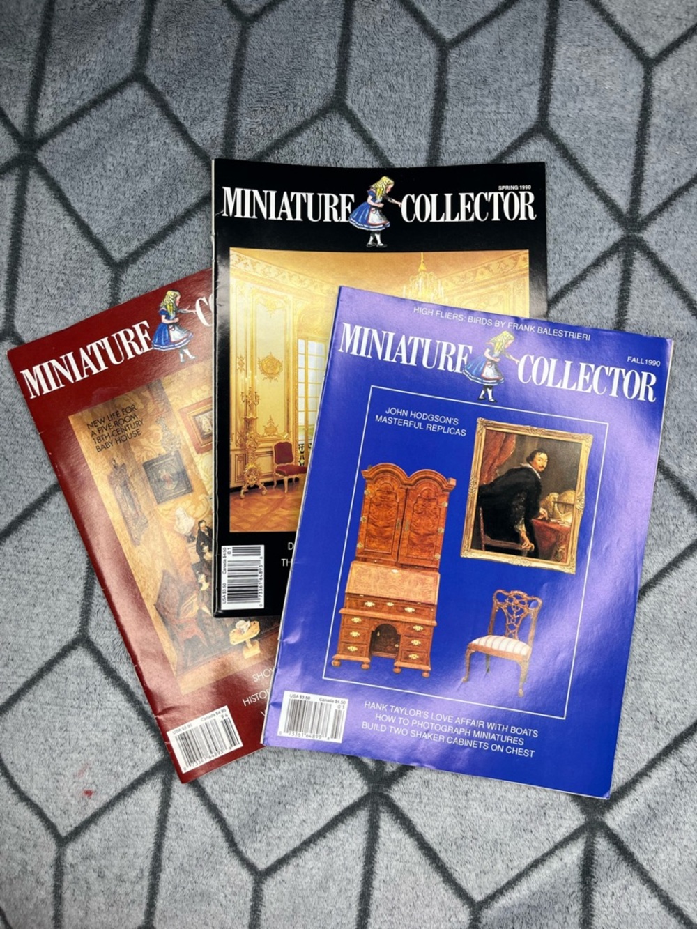 Lot of 3 Vintage Miniature Collector Magazine 1990 Dollhouse Miniatures Hobby